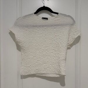 Zara Cream Textured Crop Top